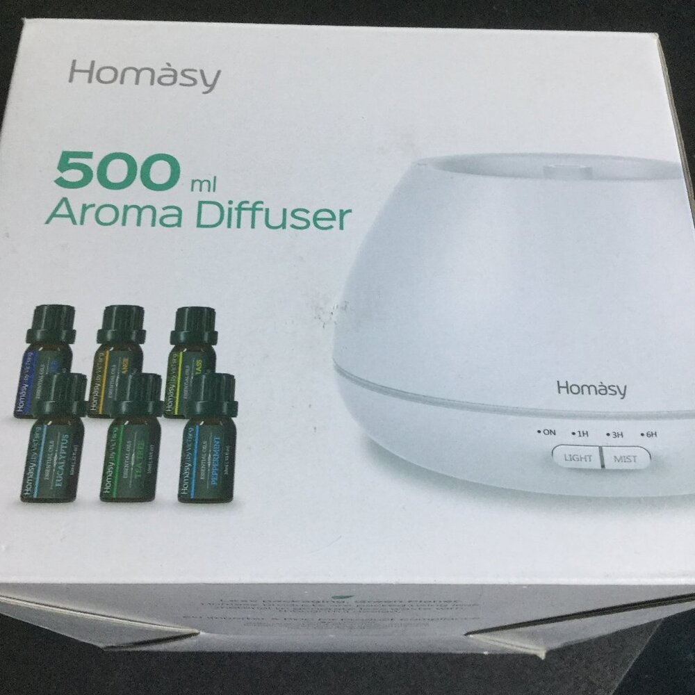 New in Box Aroma Diffuser comes with 6 oils the plug is inside